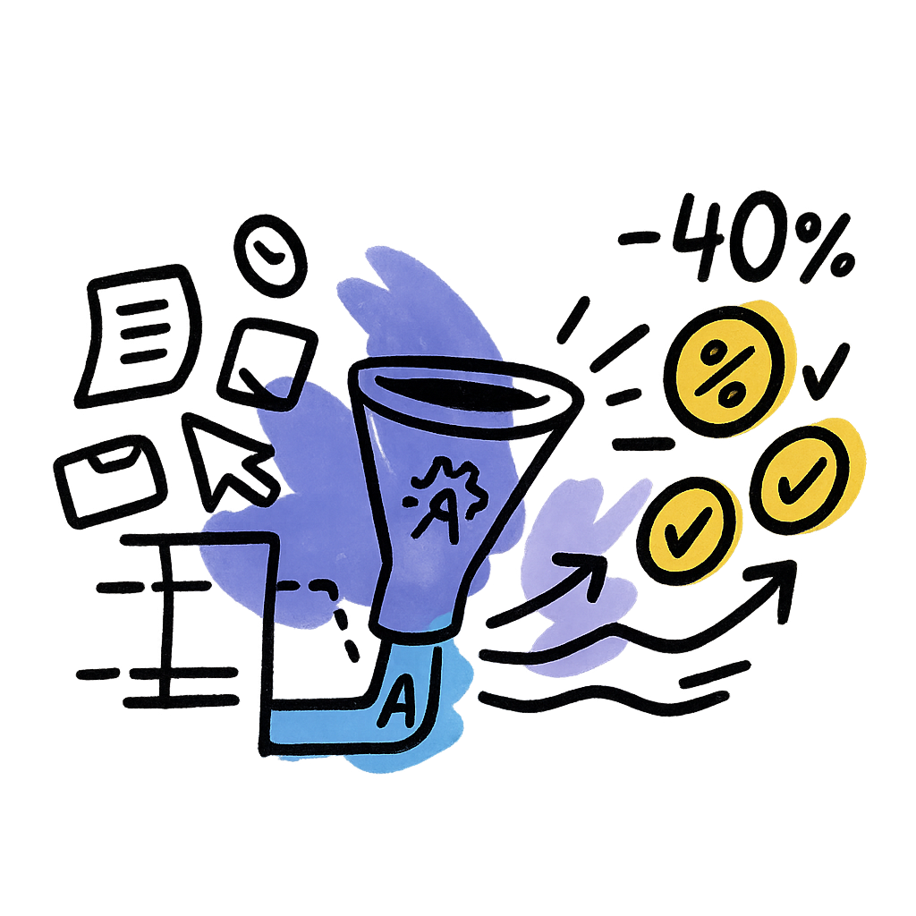 AI funnel converts scattered tasks into verified savings (up to 40%)